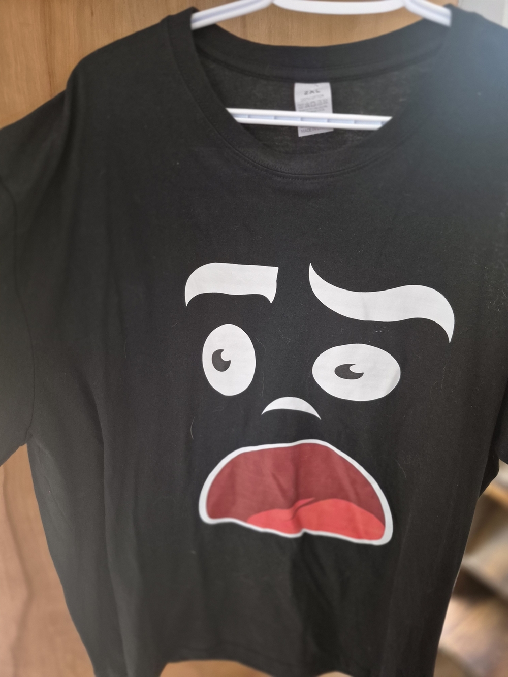Kids Black Graphic Face Tee with Red Accent